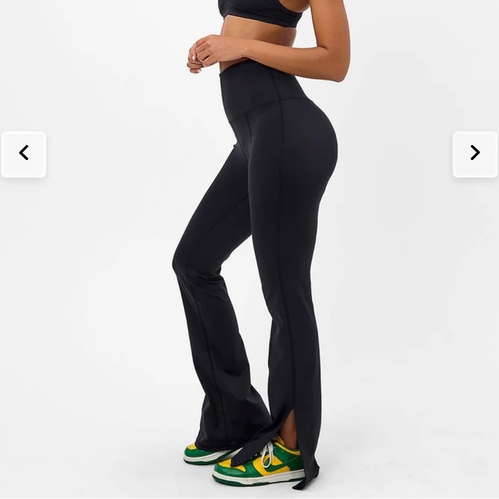 NWT Frankie's Bikinis Fold Over Active Zippy‎ Flare Leggings Black Size Large
